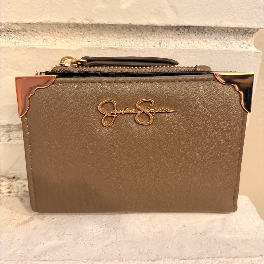 Jessica Simpson Taupe Wallet with Gold Details
